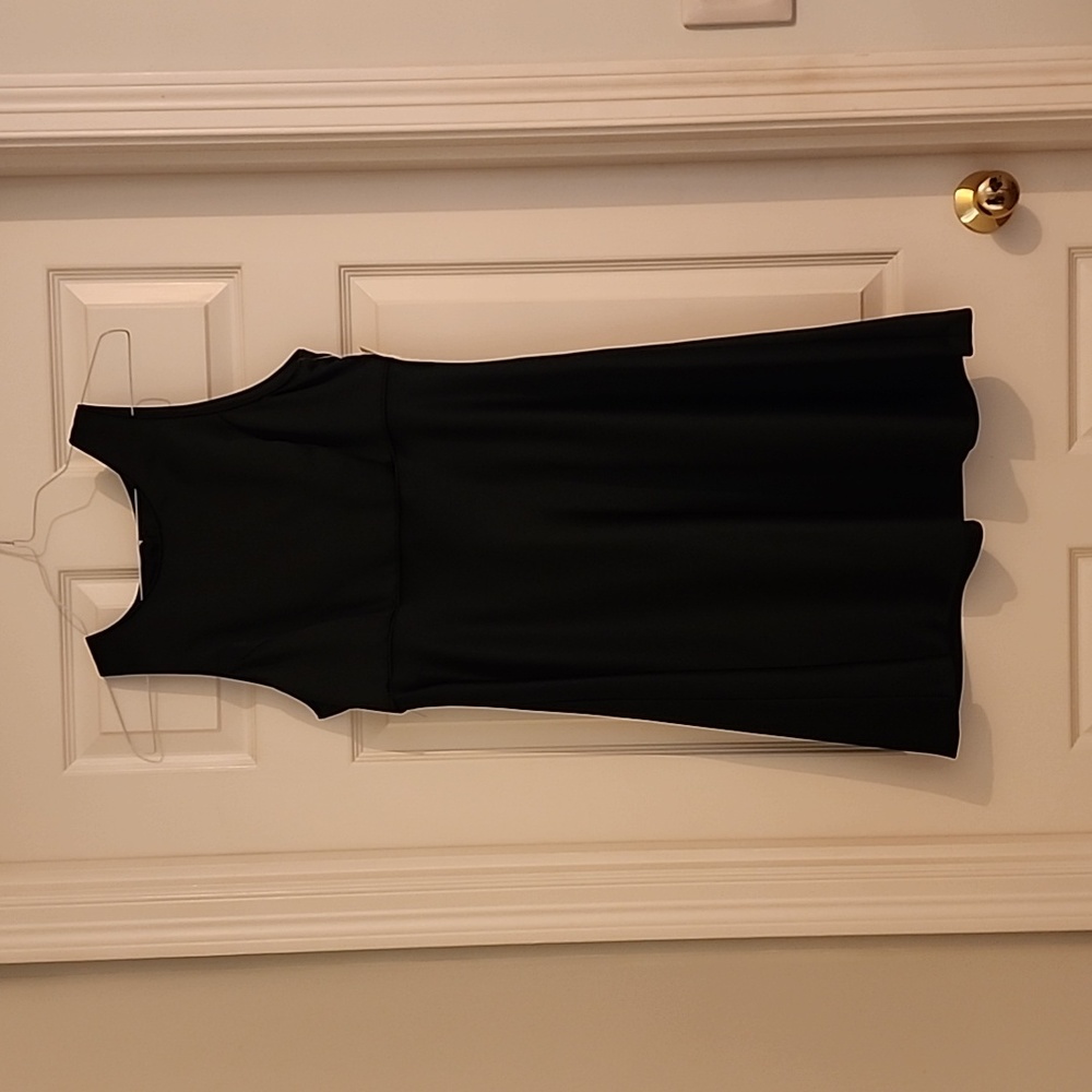 NWT - Black satin sleeveless fit and flare dress